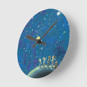 Horloge Ronde Enfants Regardant Night Sky (Angle)