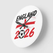 Horloge Ronde England 2026 Soccer Fan Design, Cross and Football (Angle)