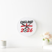 Horloge Ronde England 2026 Soccer Fan Design, Cross and Football (Maison)