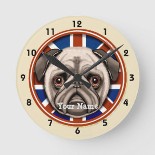 Horloge Ronde England Pug Clock