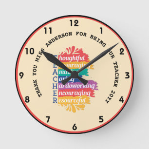 HORLOGE RONDE ENSEIGNANT AMOUR INSPIRE CADEAU DE SALLE DE CLASSE