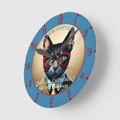 Horloge Ronde Enseignant de classe de chats amusant (Angle)