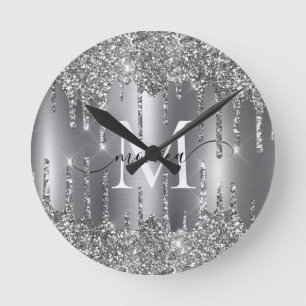Horloge Ronde Enseigne murale personnalisée avec monogramme et g