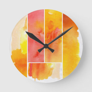 Horloge Ronde Ensemble d'aquarelle abstraite peint à la main