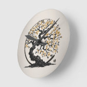 Horloge Ronde Enso Zen Cercle Sakura arbre (Angle)