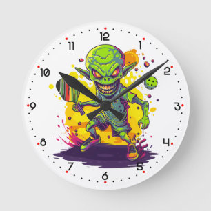 Horloge Ronde Envahisseur de Pickleball