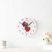 Horloge Ronde Épinglette croisée de fraises (Maison)