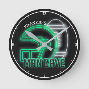 Horloge Ronde Équipe de football américain de Man Cave