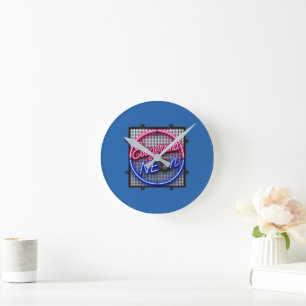 Horloge Ronde Esageroma Neon - Conception Rétro Synthwave des An