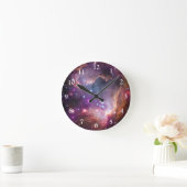 Horloge Ronde Espace Extérieur Galactique Violet (Maison)