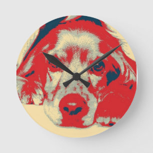 Horloge Ronde Espagnol de cocaïer anglais, Chien, Chiot
