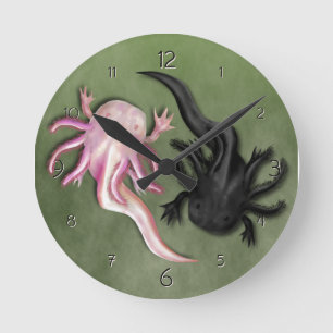 Horloge Ronde Espèce de Black and White Axolotls
