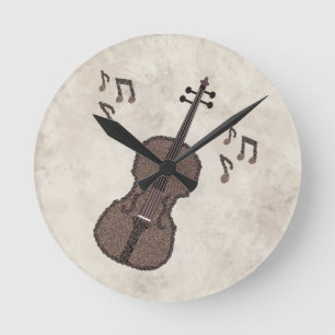 Horloge Ronde Espresso Violino-Violon créé avec des grains de ca
