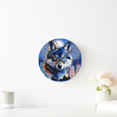 Horloge Ronde Esprit animal indigène Wolf (Maison)