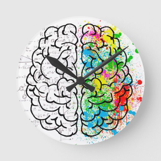 Horloge Ronde esprit cerveau psychologie idée coeurs (Recto)