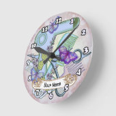 Horloge Ronde Esthéticienne Papillon (Angle)