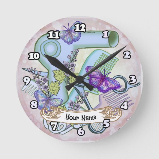 Horloge Ronde Esthéticienne Papillon (Recto)