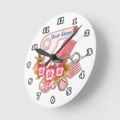 Horloge Ronde Esthéticienne Pensée Rose (Angle)