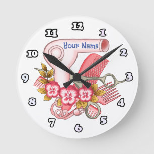 Horloge Ronde Esthéticienne Pensée Rose