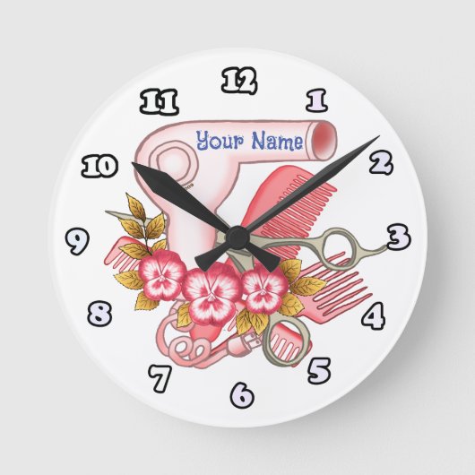 Horloge Ronde Esthéticienne Pensée Rose (Recto)