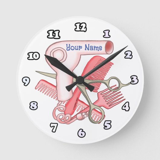 Horloge Ronde Esthéticienne rose (Recto)
