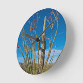 Horloge Ronde États-Unis, Arizona. Cactus Dans Le Parc National (Angle)