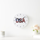 Horloge Ronde États-Unis superposés sur le drapeau américain Bla (Maison)
