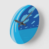 Horloge Ronde Été Océan bleu Vague Bleu foncé ciel (Angle)