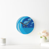 Horloge Ronde Été Océan bleu Vague Bleu foncé ciel (Maison)