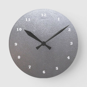 Horloge Ronde Étincelle de gris ARGENTÉ : Finition simili cuir