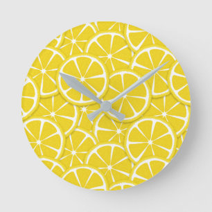 Horloge Ronde Étiquette murale de cuisine en tranches de citron