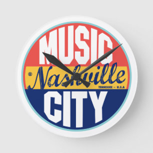 Horloge Ronde Étiquette vintage de Nashville