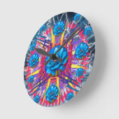 Horloge Ronde Étoile de fleurs (Angle)