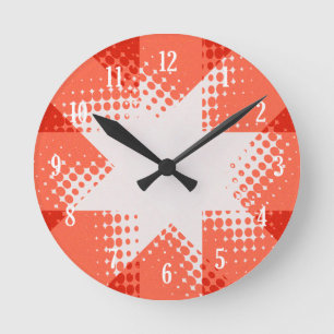 Horloge Ronde étoile demi-teinte rouge vintage