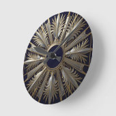 Horloge Ronde Étoile éclatée dorée argentée ornée (Angle)