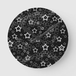 Horloge Ronde Étoiles blanches