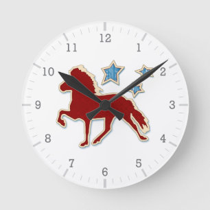 Horloge Ronde Étoiles de fête de cheval islandais