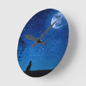 Horloge Ronde étoiles de lune de loup (Angle)