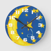 Horloge Ronde Étoiles D'Or Et Lune (Recto)