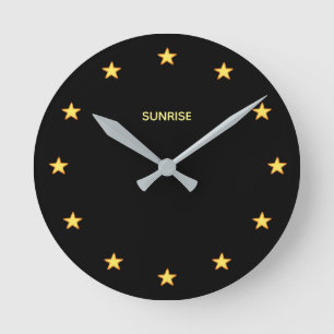 Horloge Ronde Étoiles scintillantes chic sur fond noir
