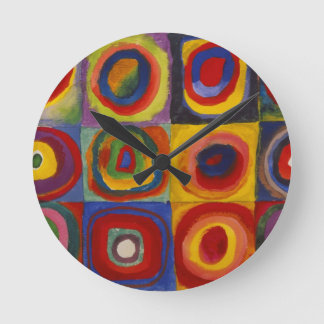 Horloge Ronde Étude de couleur des cercles Carré par Kandinsky