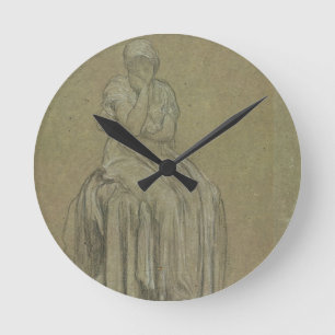 Horloge Ronde Étude pour la solitude, c.1890 (craie sur le