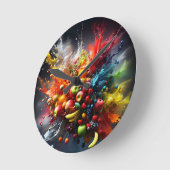Horloge Ronde Explosion de fruits (Angle)