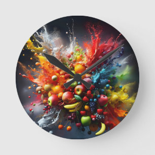 Horloge Ronde Explosion de fruits
