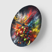 Horloge Ronde Explosion de fruits (Angle)