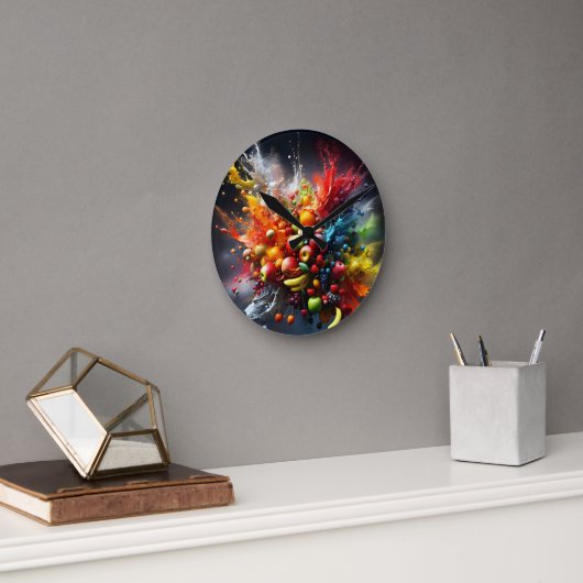 Horloge Ronde Explosion de fruits (Bureau)