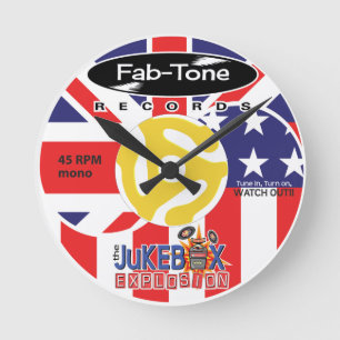 Horloge Ronde Explosion du juke-box 45 label clock