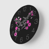 Horloge Ronde Explosion florale rose (Angle)
