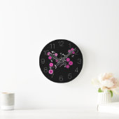 Horloge Ronde Explosion florale rose (Maison)
