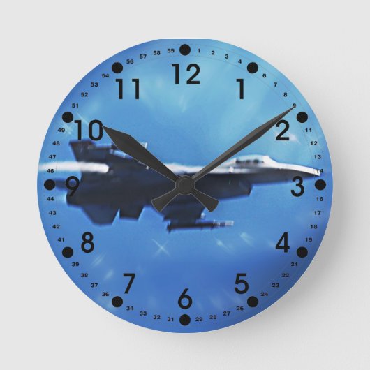 Horloge Ronde F16 Fighting Falcon Fighter Jet en vol (Recto)